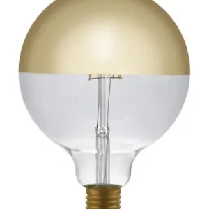 E27 4W dæmpbar LED kronepæreG125, Globe Top Mirror, guld, 2500K, filament | Nu tilgængelig