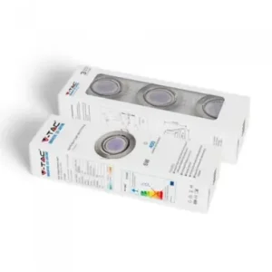 3-pak 5W IndbygningsspotStål front, komplet med GU10 holder og LED spot - Populær