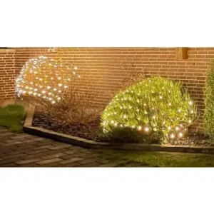 2 x 1,5 m. varm hvid LED julelyskædenet160 LED, memory funktion, IP44 udendørs, 230V - Særtilbud
