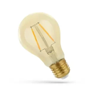 Topprodukt - E27 2W LED pæreA60, Kultråd, rav farvet glas, ekstra varm