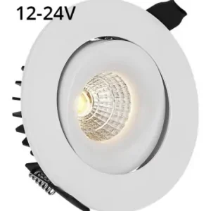 9W Ø11,5cm indbygningsspot RA9012V-24V, Hul Ø9,5 cm, Mål Ø11,5 cm, Hvid kant - Tilbuddet slutter snart