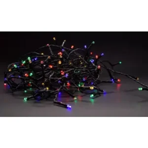 9 m. multicolor LED julelyskæde120 LED, memory funktion, IP44 udendørs, med IR fjernbetjening, 230V - På lager