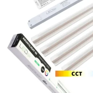 Troldtekt LED Zigbee skinnesæt 4x120 cmCCT, Planforsænket, Akustilight inkl. ledninger og driver - Topkvalitet