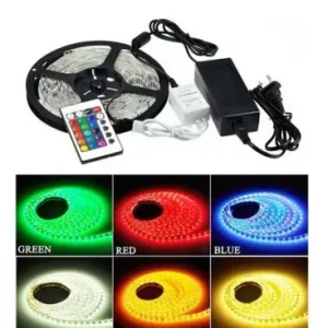 Populær | RGB sæt 5m LED strip, 60 LED, 7W/m, kontroller og transformator