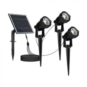 V-Tac 3x1.2W Solcelle havelamper LEDSort, med spyd, IP65 - Køb online