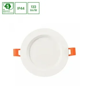 12W Ø14cm Dure 3 Max indbygningspanel133lm/W, IP44, 4000K, hvid kant, Hul Ø11cm, 5 års garanti - Topprodukt