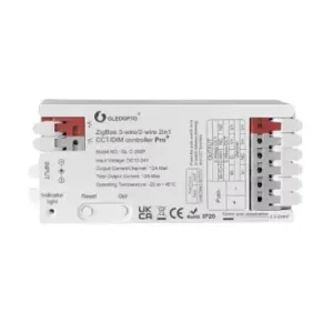 Bestil direkte - Gledopto Pro 2i1 Zigbee strip controllerHue kompatibel, 12V/24V, 12V (144W) 24V (288W), Enkeltfarvet + CCT