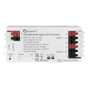 Køb direkte - Gledopto RGBIC Wifi controller12V/24V, 12V (180W) 24V (360W)
