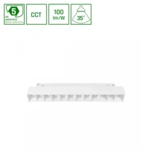 12W GRID S skinnespot til System Shift 48V48V, CCT, RA90, UGR19, 35-40°, 5 års garanti - Populært produkt