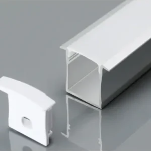 Premium - 2m Alu profil til LED strips, indbygning30x20 mm, inkl. mælkehvidt cover