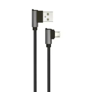 1m Micro USB kabel L-Type, 2.4ABlack Diamond Series, sort, vævet bomuld | Nyt produkt
